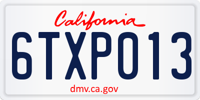 CA license plate 6TXP013