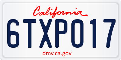 CA license plate 6TXP017