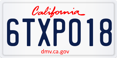 CA license plate 6TXP018