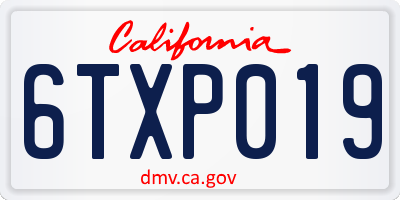 CA license plate 6TXP019