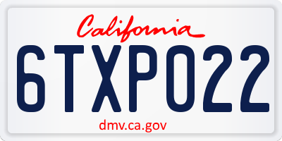 CA license plate 6TXP022