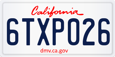 CA license plate 6TXP026