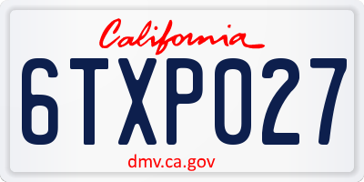 CA license plate 6TXP027