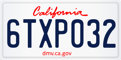 CA license plate 6TXP032
