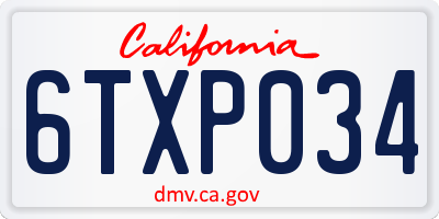 CA license plate 6TXP034