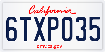 CA license plate 6TXP035