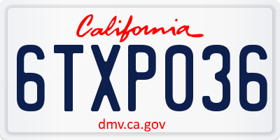 CA license plate 6TXP036