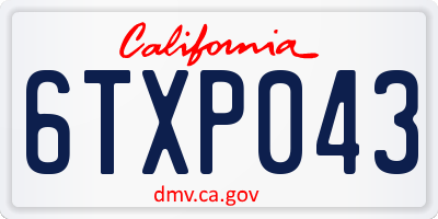 CA license plate 6TXP043