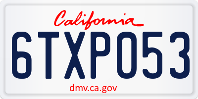 CA license plate 6TXP053