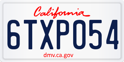 CA license plate 6TXP054