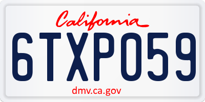 CA license plate 6TXP059