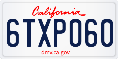 CA license plate 6TXP060