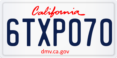 CA license plate 6TXP070
