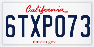 CA license plate 6TXP073