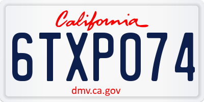 CA license plate 6TXP074
