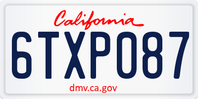 CA license plate 6TXP087
