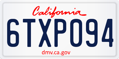 CA license plate 6TXP094