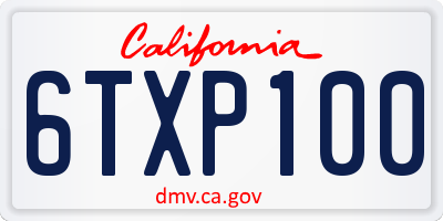 CA license plate 6TXP100