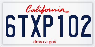 CA license plate 6TXP102