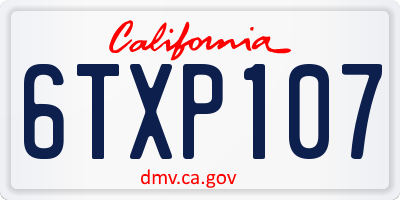 CA license plate 6TXP107
