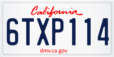 CA license plate 6TXP114