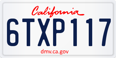 CA license plate 6TXP117
