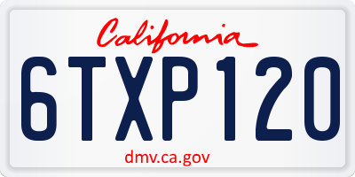 CA license plate 6TXP120