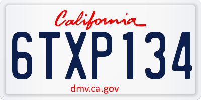 CA license plate 6TXP134