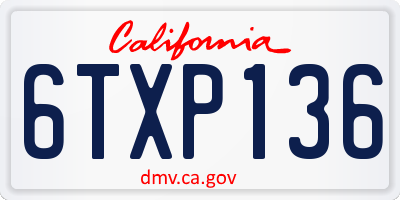 CA license plate 6TXP136