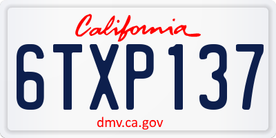 CA license plate 6TXP137