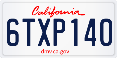 CA license plate 6TXP140