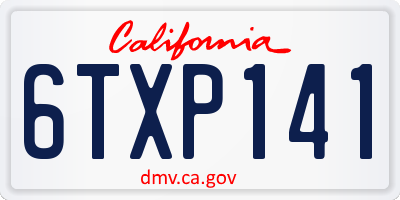 CA license plate 6TXP141