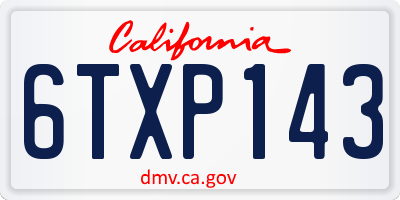 CA license plate 6TXP143