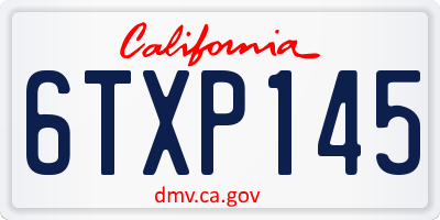CA license plate 6TXP145