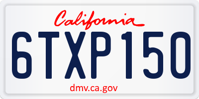 CA license plate 6TXP150
