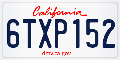 CA license plate 6TXP152