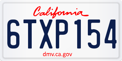 CA license plate 6TXP154