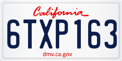 CA license plate 6TXP163