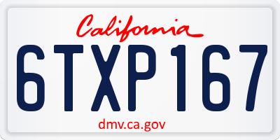 CA license plate 6TXP167