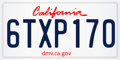 CA license plate 6TXP170