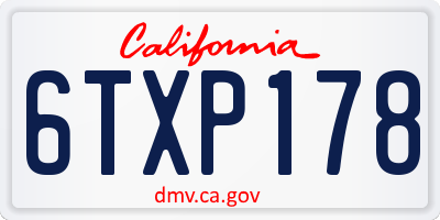 CA license plate 6TXP178