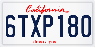 CA license plate 6TXP180