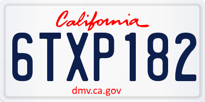 CA license plate 6TXP182