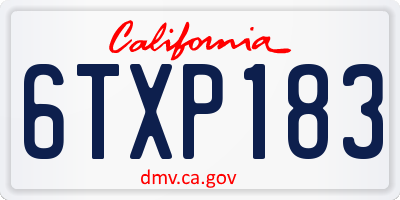 CA license plate 6TXP183