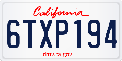 CA license plate 6TXP194