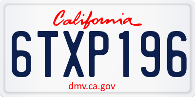 CA license plate 6TXP196
