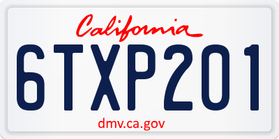 CA license plate 6TXP201