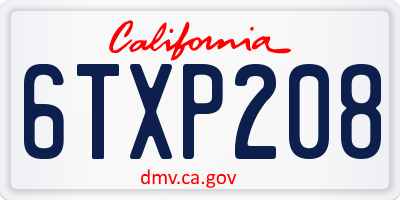 CA license plate 6TXP208