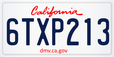 CA license plate 6TXP213