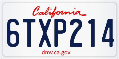 CA license plate 6TXP214